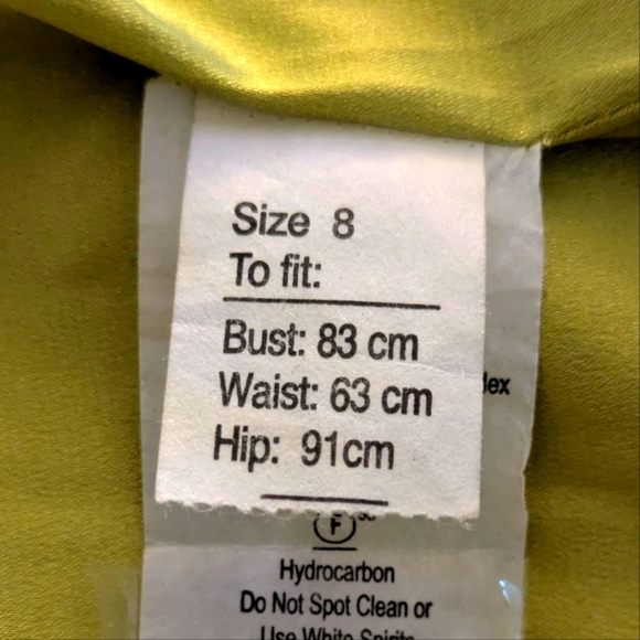 EUC Harry Who 8 Assym Chartreuse Silk Floral Dress with Ruffle Trim - Picture 10 of 11